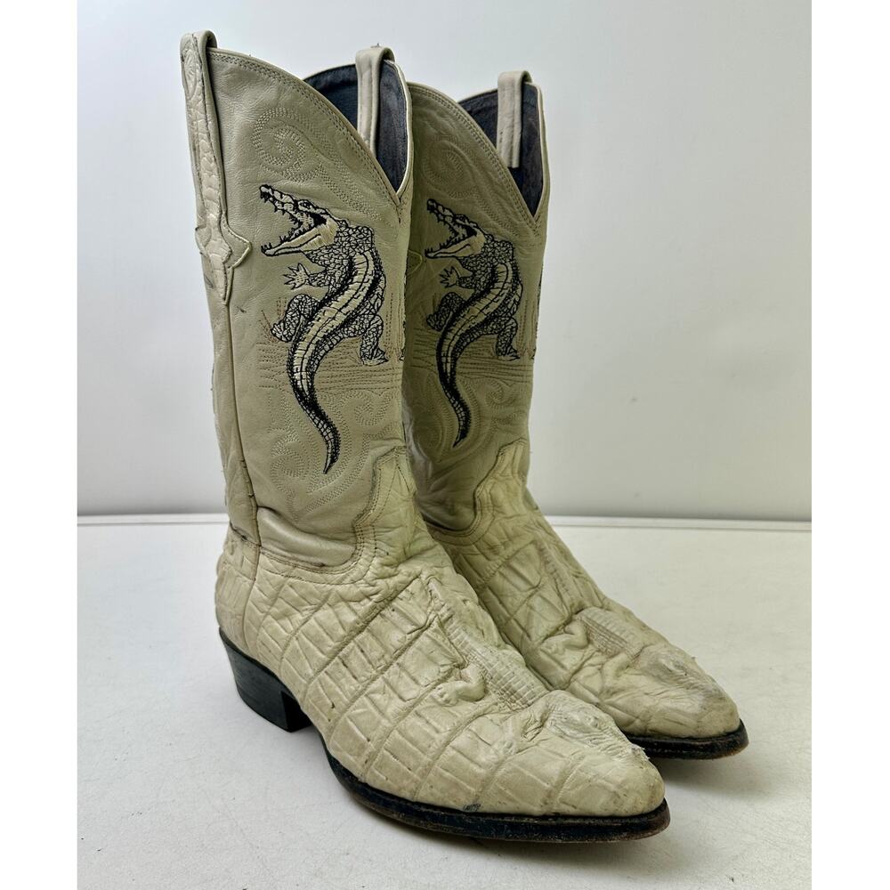 Vintage Rodeo Bravo Embroidered Crocodile Western Boots Men's Sz 10.5 (Mex 28.5)
